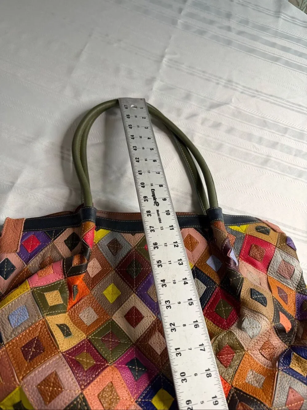 AmeriLeather Willis Geometric Patchwork Multicolor Leather Shoulder Bag